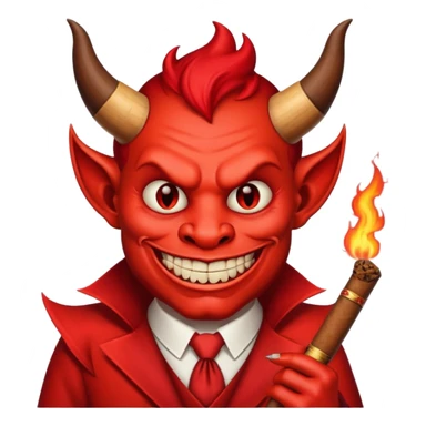 Diablito de cara roja con un cigarro sticker