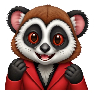 laughing lemur in red and black clothes sticker