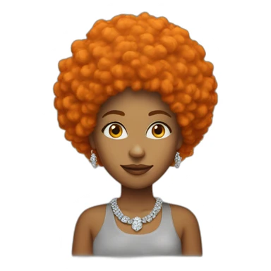 one woman with orange afro and diamond chain sticker