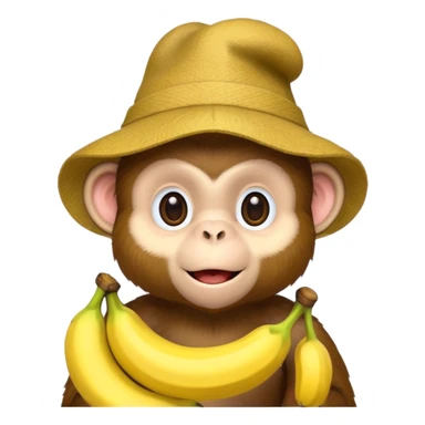 monkey with banana and wearing hat sticker