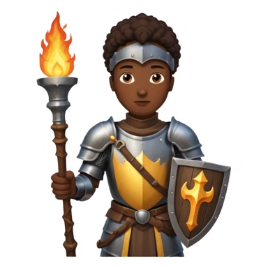 Dark souls holding a wooden torch in hand wearing darker, realistic iron armor sticker