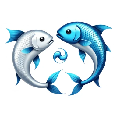 The zodiac symbol Pisces. Two fish in a “yin-yang” formation. One fish’s head is facing the other fish’s tail, and vice versa forming a hoop sticker