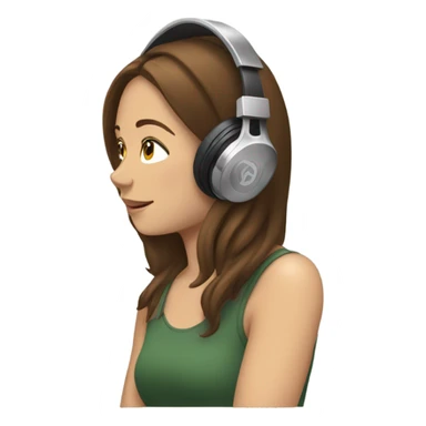 White brunette girl listening to music sticker