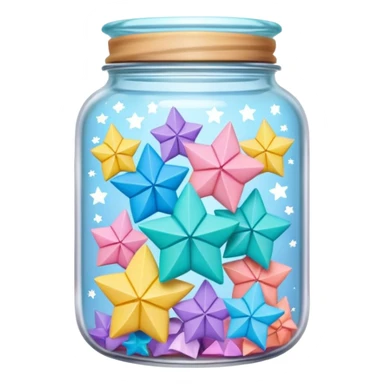 a transparent jar with pastel origami stars inside sticker