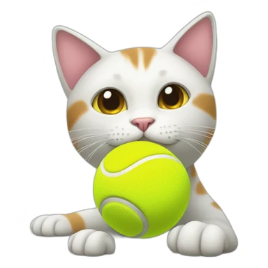 Cat playing with tennis ball sticker