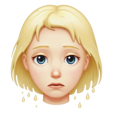 A wet person drained, and sad looking down, feeling like quitting.. saying I dont care sticker