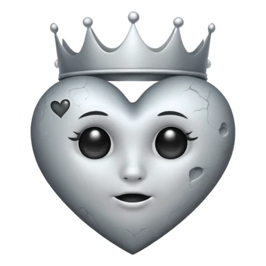 emo heart with full moon and silver crown sticker