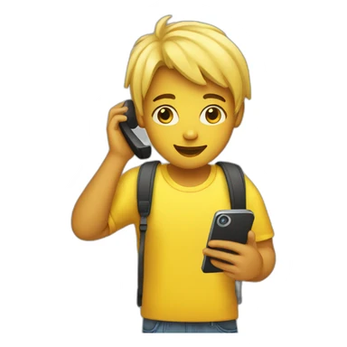 yellow young adult with phone sticker