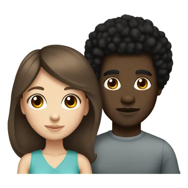 Interracial couple white girl brown hair black man dark Afro  sticker
