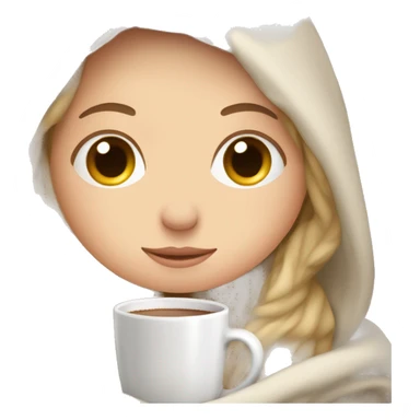 white girl, inside a blanket, sipping hot chocolate, eyes closed sticker