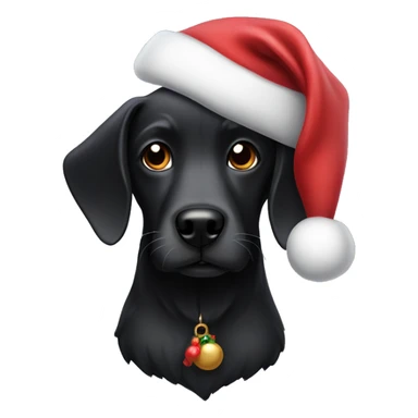 Black dog with santa hat sticker