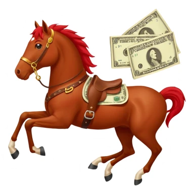 red horse agressive running money on the saddle text “ZGI” on leg sticker
