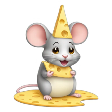 Cute mouse with cheese sticker
