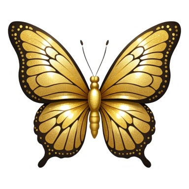 Golden shimmery glitter butterfly emoji sticker
