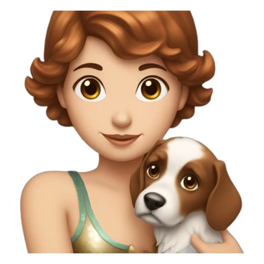 Brown haired mermaid with dog and heart sticker