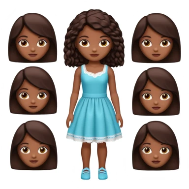 Boneca digital em estilo 3D realista e fofo, semelhante a uma boneca colecionável. Mulher jovem com pele negra, olhos castanhos escuros, cabelo liso cor chocolate, longo e bem alinhado.  sticker