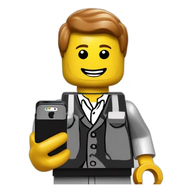 lego man holding an iphone sticker