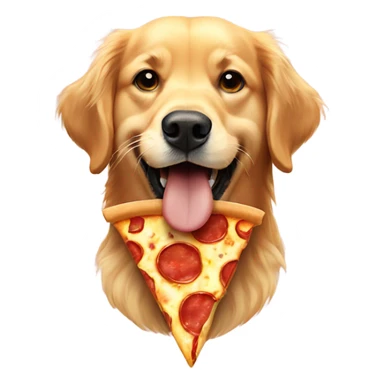Golden retriever with pizza slice hanging from his mouth  sticker