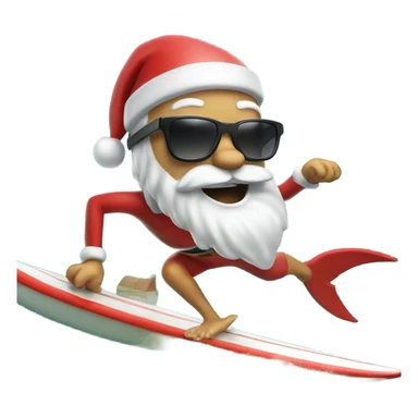 Santa surfing wearing sunglasses. Chased by a shark sticker