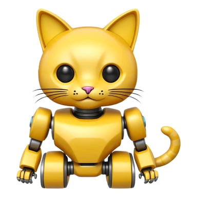 Cat-shaped yellow,Toy Robot. sticker