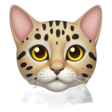 a spotted cat with yellow eyes and a bow on his head sticker