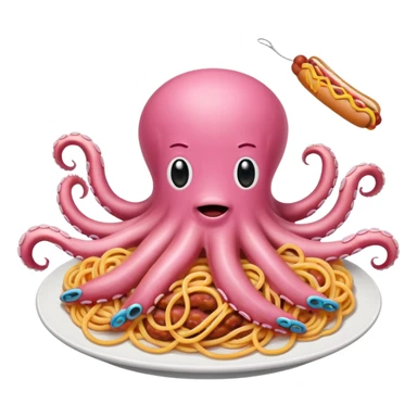 pink spaghetti slop octopus hot dog  sticker