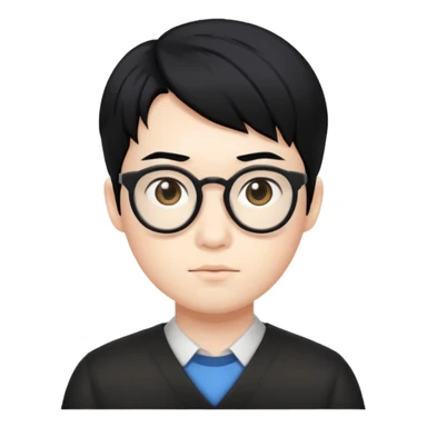 asian nerd with black hair  sticker