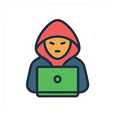 hacker, minimalist icon, hooded figure, simple lines, green accent sticker