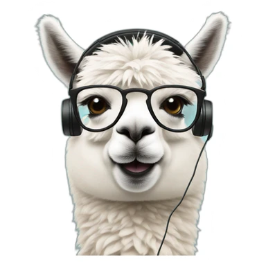 alpaca wearing headphones and glasses sticker