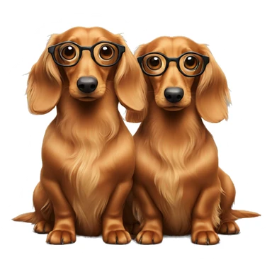 Two long haired Dachshunds together wearing glasses sticker