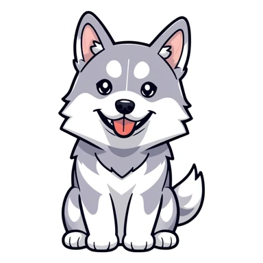 Black and white husky with his tongue sticker