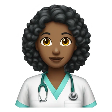 Black Curly hair woman in scrubs  sticker