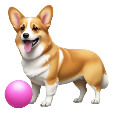 corgi dog with pink ball sticker