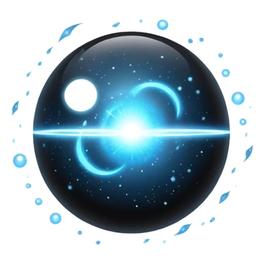magical onyx orb floating with a silver-blue aura, cosmic particles around it sticker