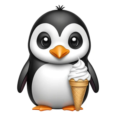 Penguin eating ice cream  sticker
