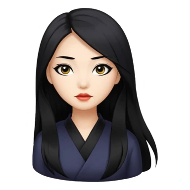 asian, long hair, baddie,pretty, black eyeliner, long hair  sticker