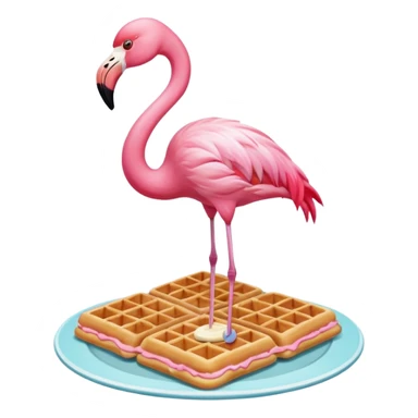 Flamingo eating waffles sticker