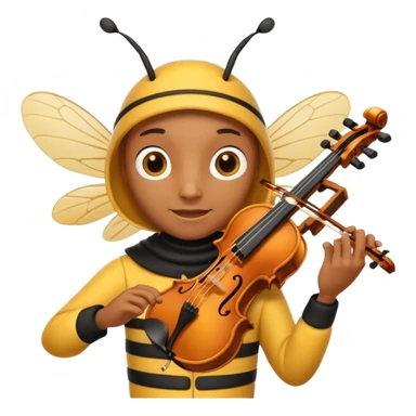 Bee playing violin on his shoulders sticker