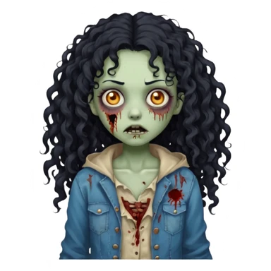 garota zumbi com cabelo cacheado longo oreto sticker