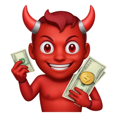 devil emoji with money sticker