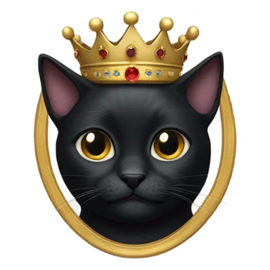 dark black cat with a king crown on sticker