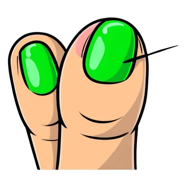 fingernail with bright green polish sticker