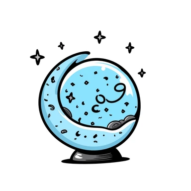 A magical blue scrying orb with mystical patterns and stars inside sticker