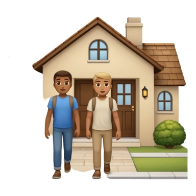 two guys entering on their house sticker
