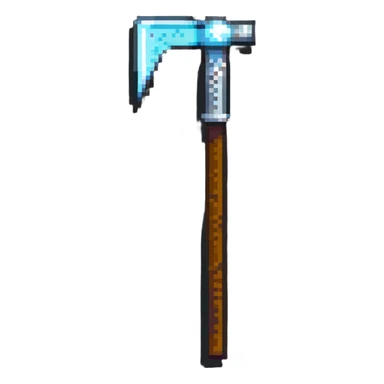 pixelated Minecraft diamond pickaxe with brown handle sticker