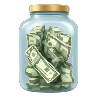 transparent jar with money sticker
