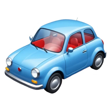 A simple 3D icon showing a road with a small blue car moving forward. The design uses blue, white, and black as main colors, with tiny red accents for the car lights. Clean, minimal, and easy to understand. sticker