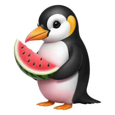 penguin eating watermelon sticker