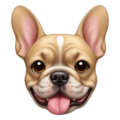 head shot of chunky tan french bulldog with tongue out sticker