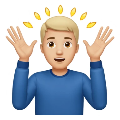 man with hands up, showing open palms, surprised face sticker